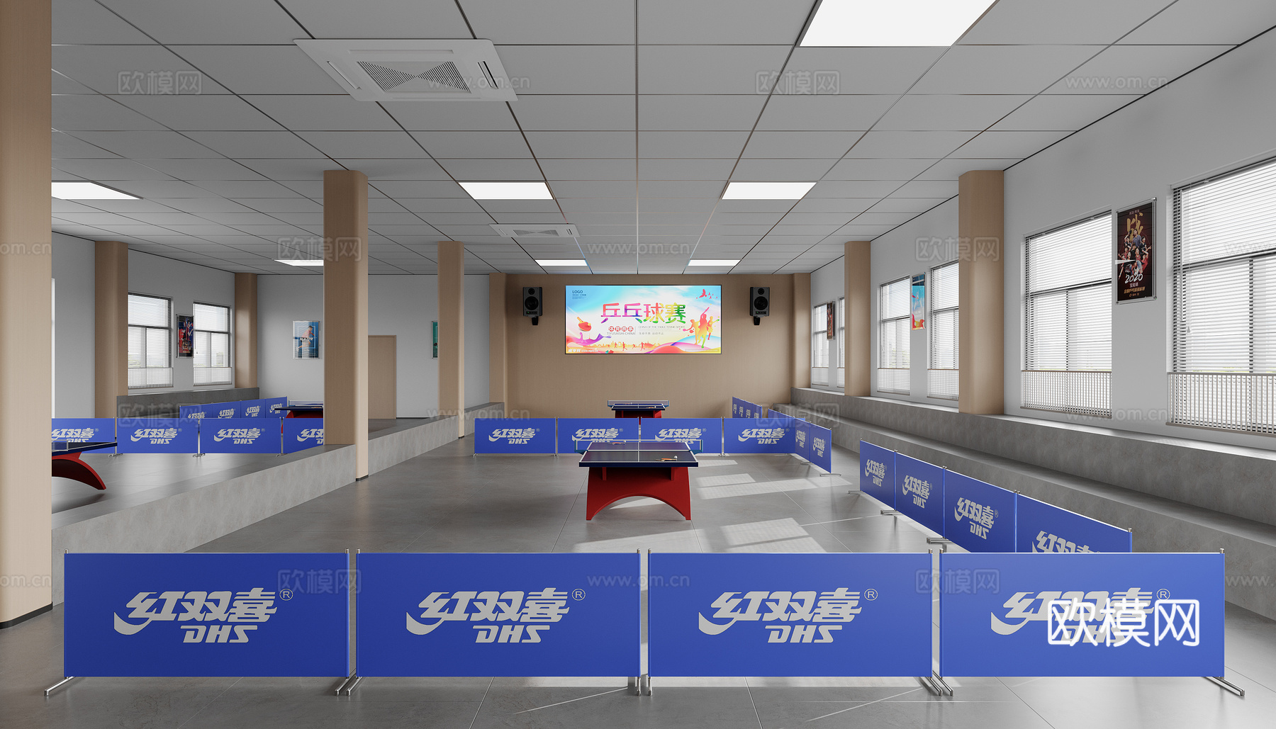 现代兵乓球室3d模型