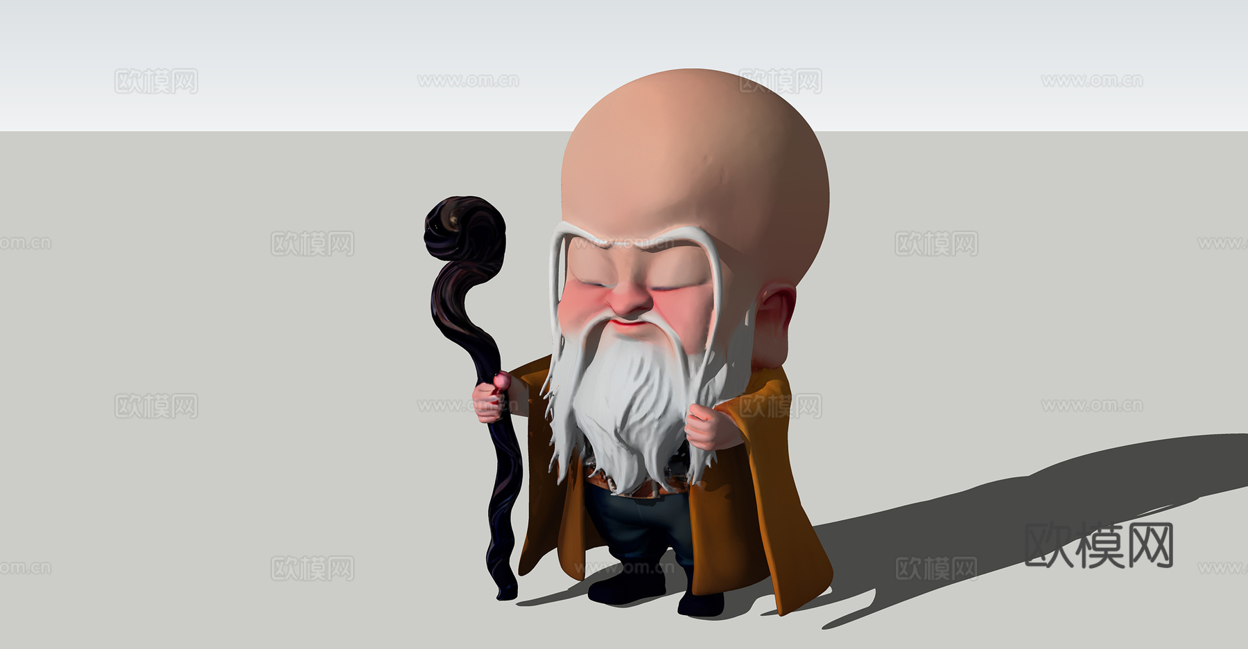 哪吒魔童闹海 无量仙翁 卡通雕塑摆件 景观小品su模型