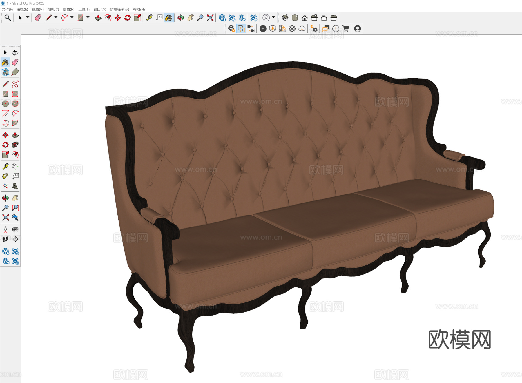 简欧沙发 欧式沙发 美式沙发 布艺沙发 休闲沙发 沙发卡座su模型下载（渲染图2）