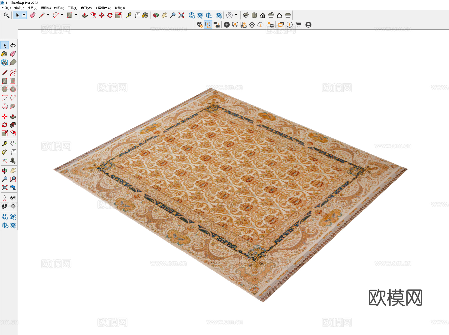 美式地毯 欧式地毯 古典地毯 民宿地毯 东南亚地毯 复古地毯su模型下载（渲染图2）