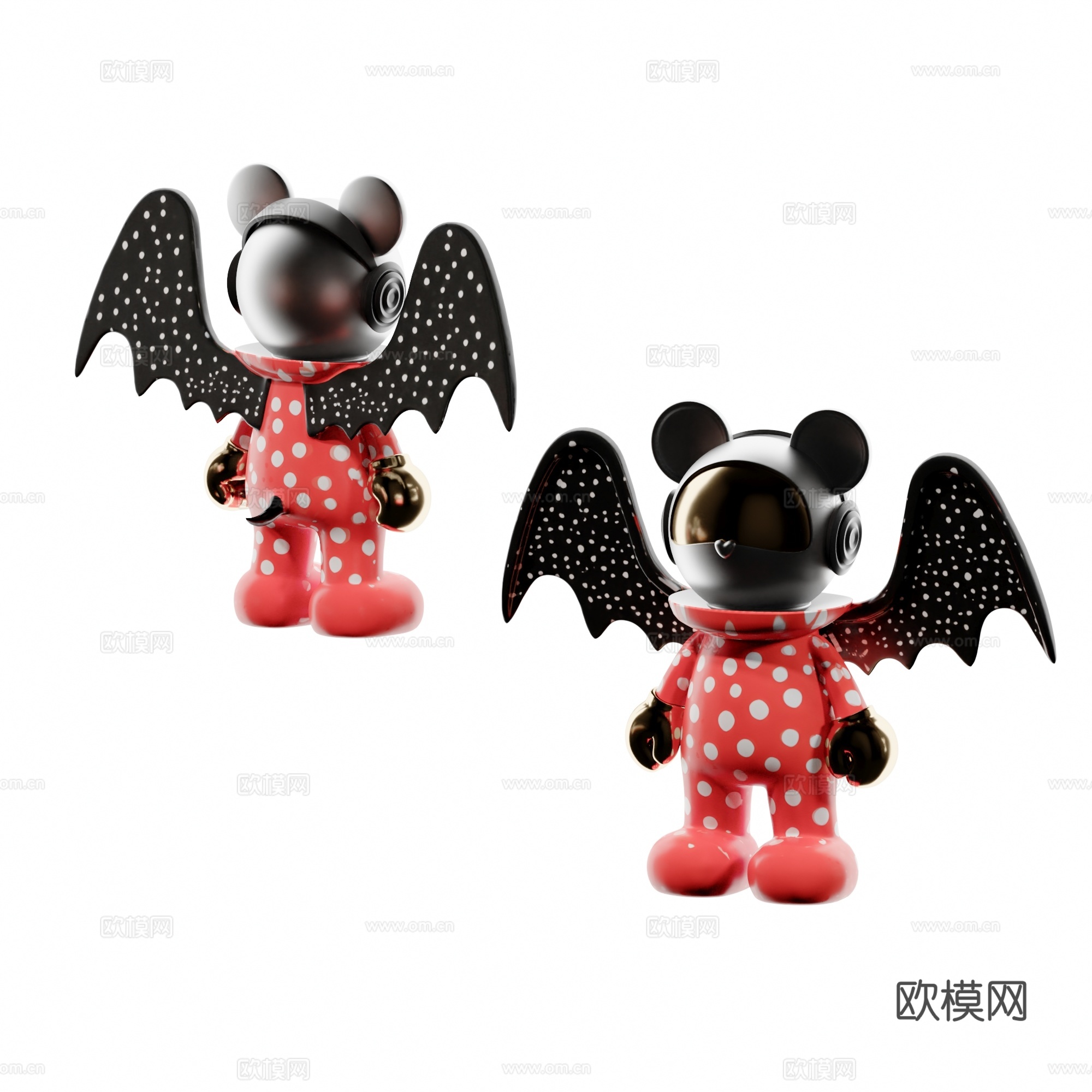 现代小恶魔宇航员公仔潮玩雕塑摆件su模型