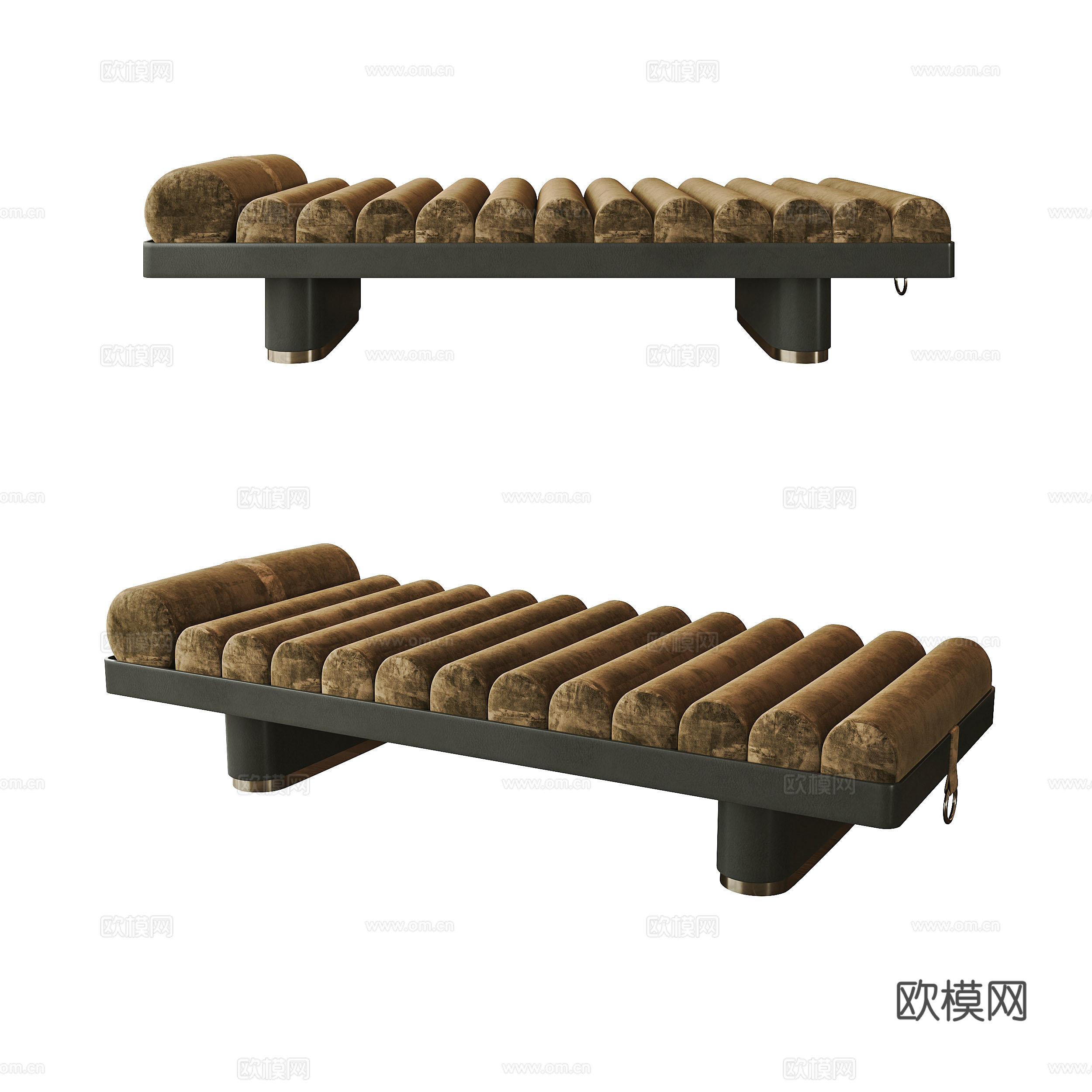 现代沙发凳 布艺方形沙发凳 长凳su模型