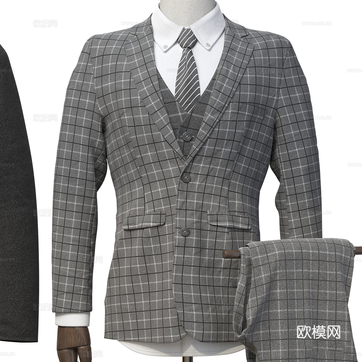 新中式 男士服饰模特3d模型下载（渲染图3）