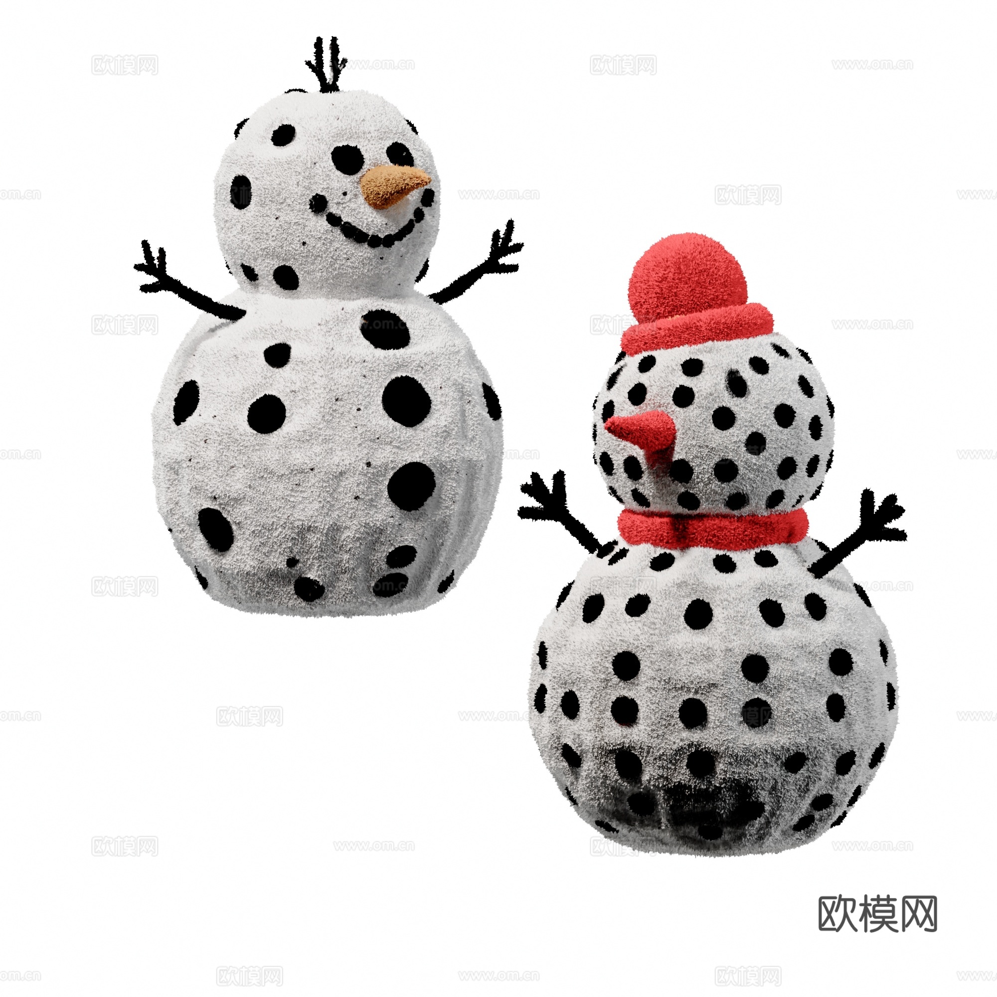 现代儿童卡通雪人 毛绒玩具 美陈3d模型下载