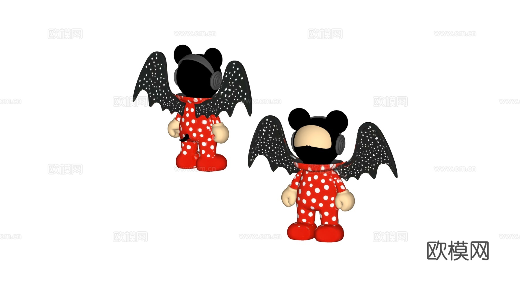 现代小恶魔宇航员公仔潮玩雕塑摆件su模型