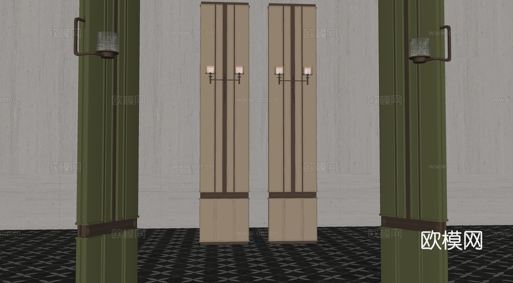 CCD 现代酒店屏风 隔断组合su模型