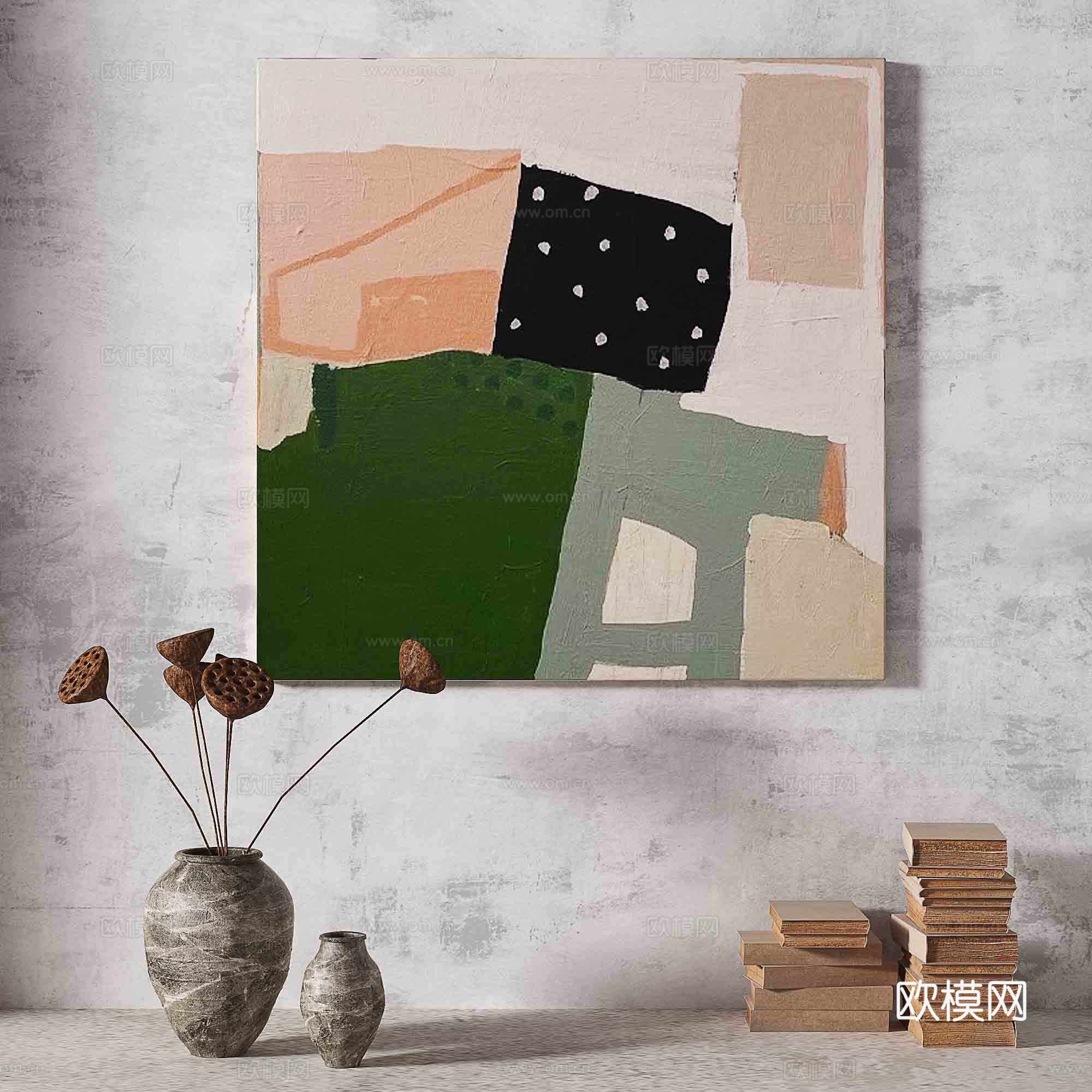 侘寂，复古，肌理，抽象，装饰画3d模型