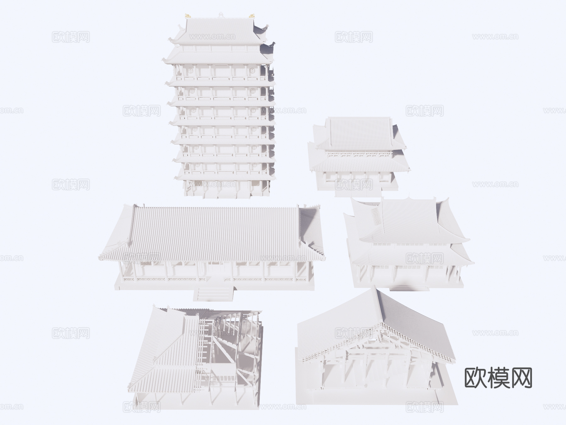 古建 白膜su模型