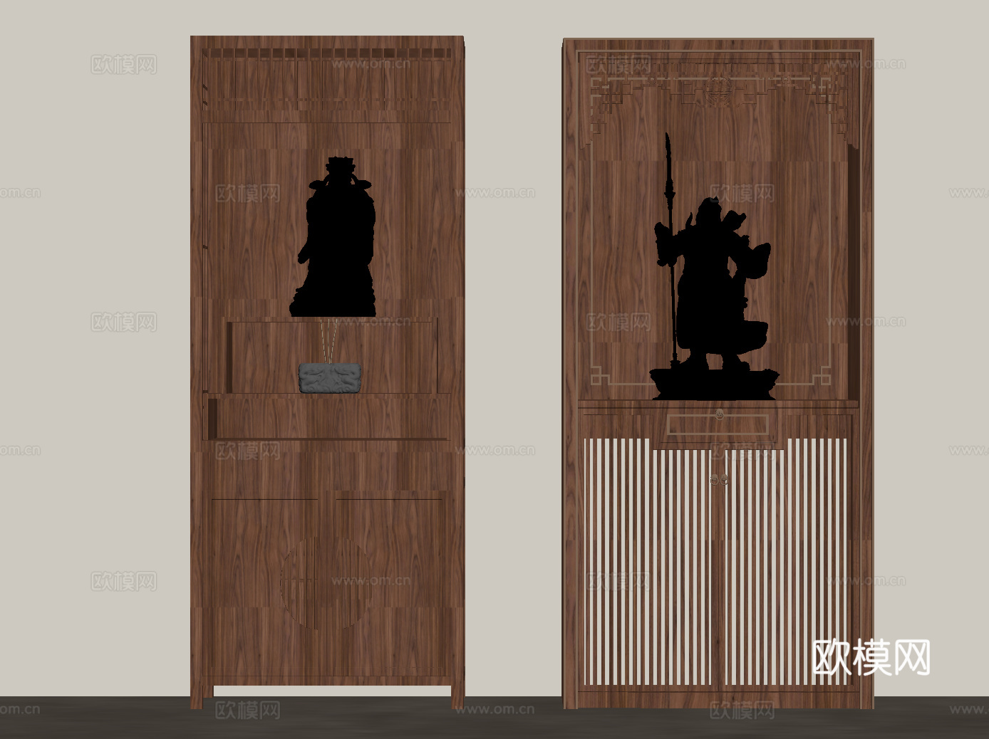 佛龛 新中式佛龛柜 财神 关公su模型下载（渲染图2）