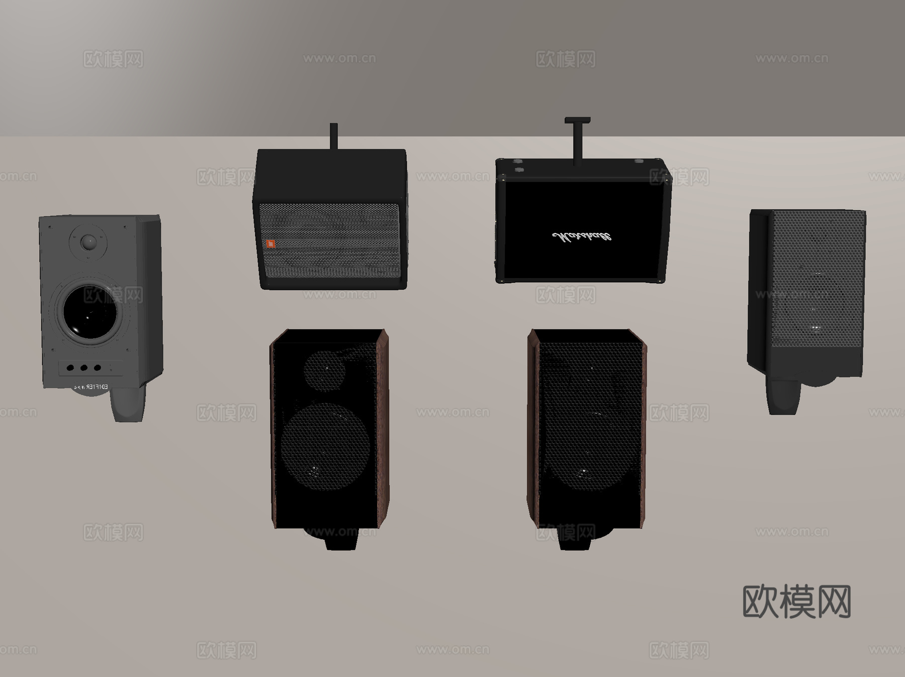 现代吊装音响 壁挂音箱su模型下载（渲染图2）