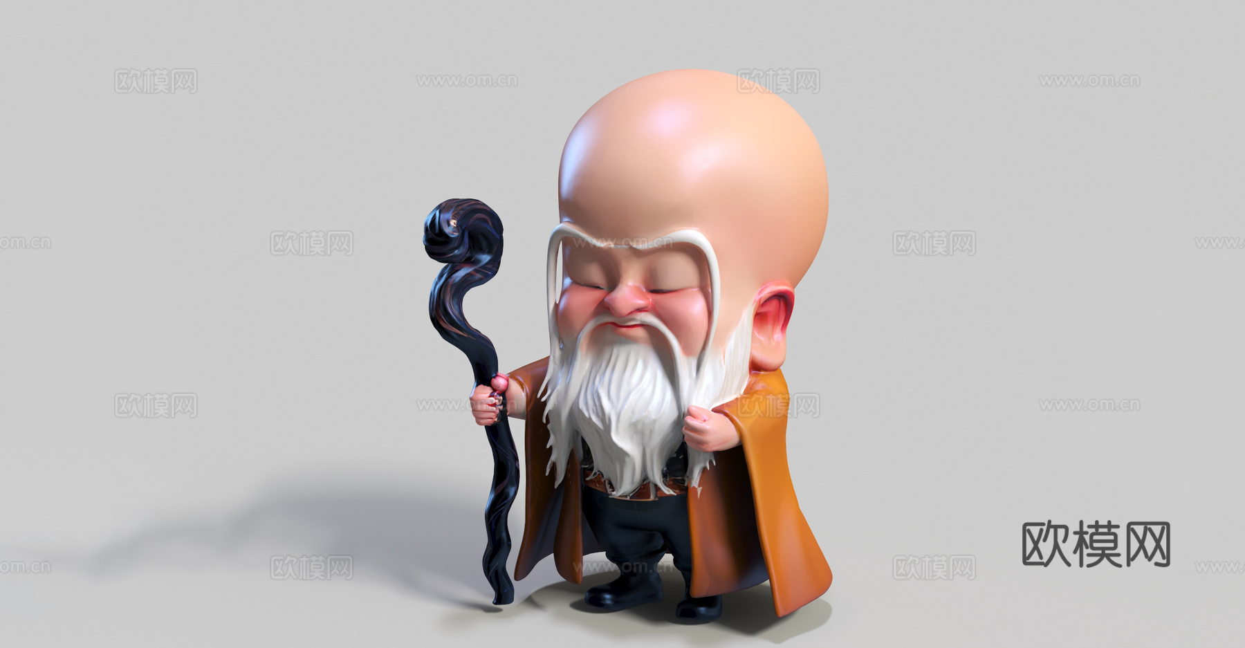 哪吒魔童闹海 无量仙翁 卡通雕塑摆件 景观小品su模型