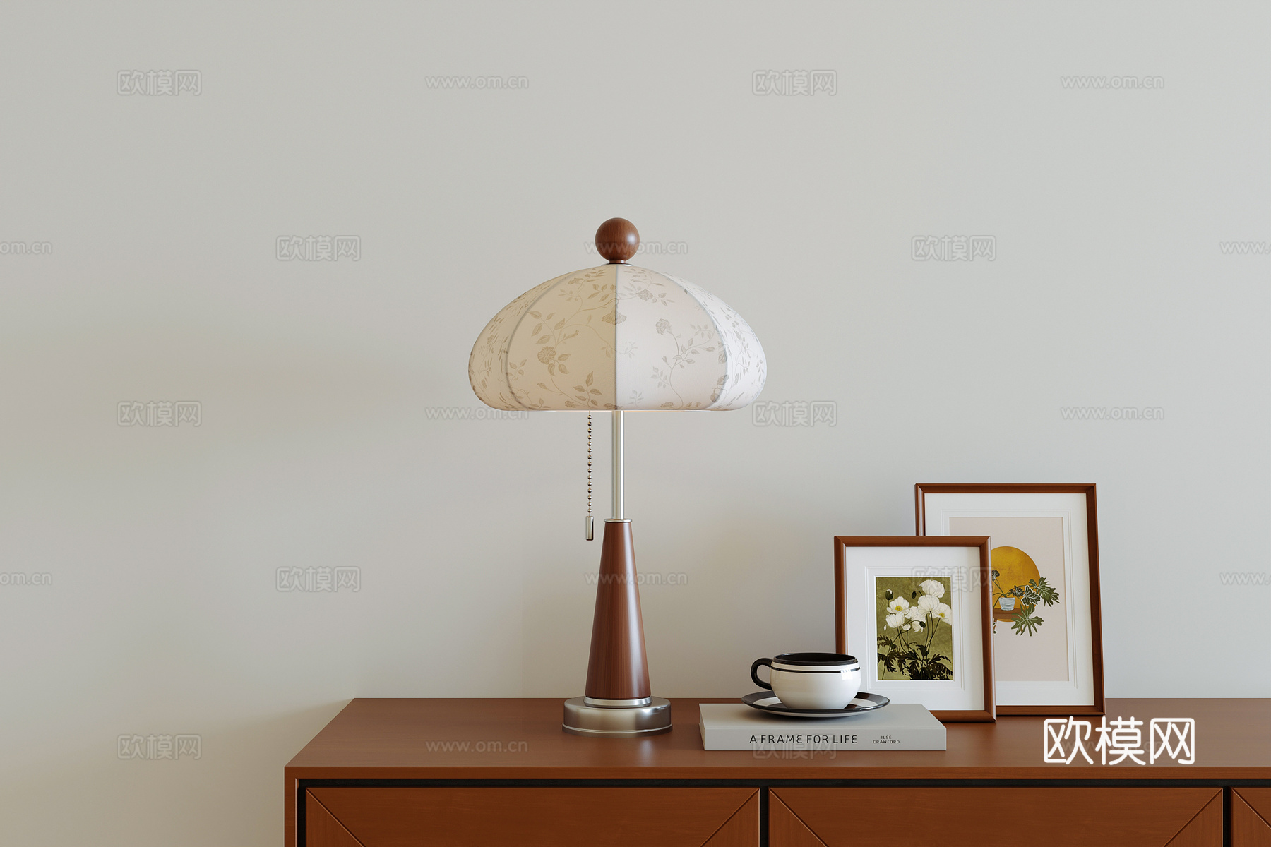 现代中古风台灯3d模型下载