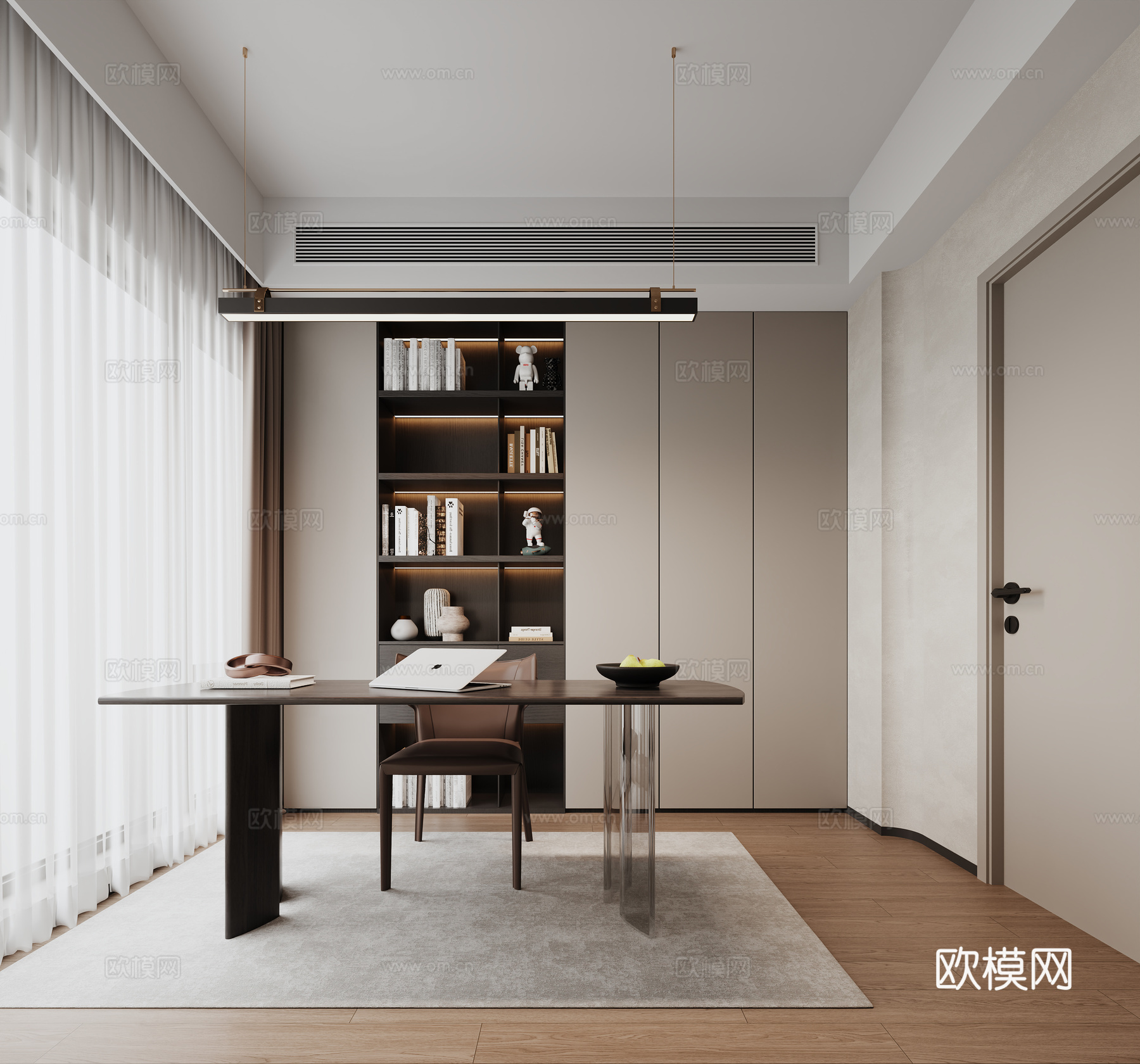 现代书房3d模型下载