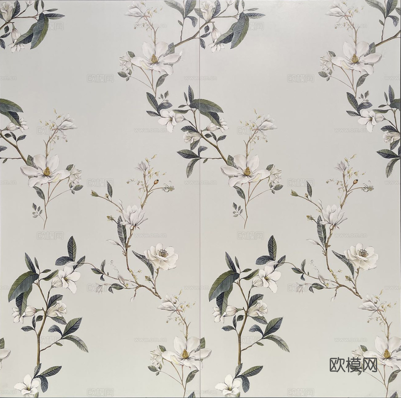 法式莫兰迪色系植物印花花砖