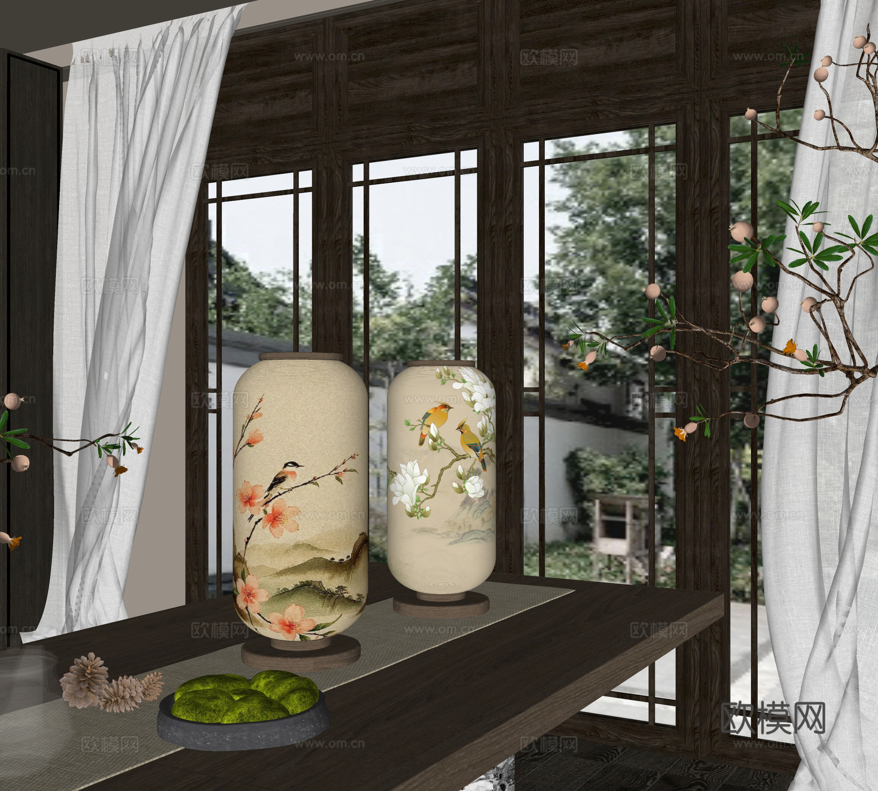 新中式台灯su模型下载