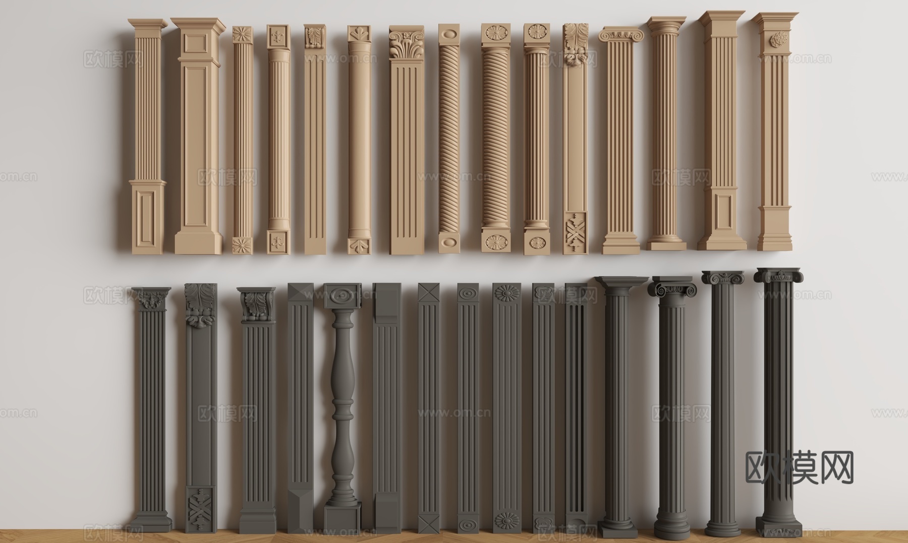 中古罗马柱3d模型下载