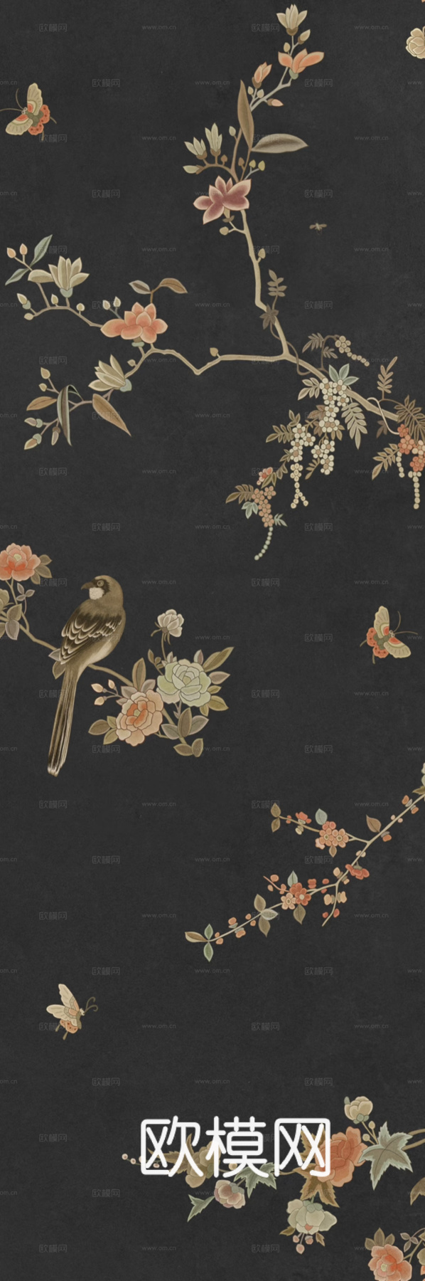 黑色花鸟图案花砖 艺术花砖