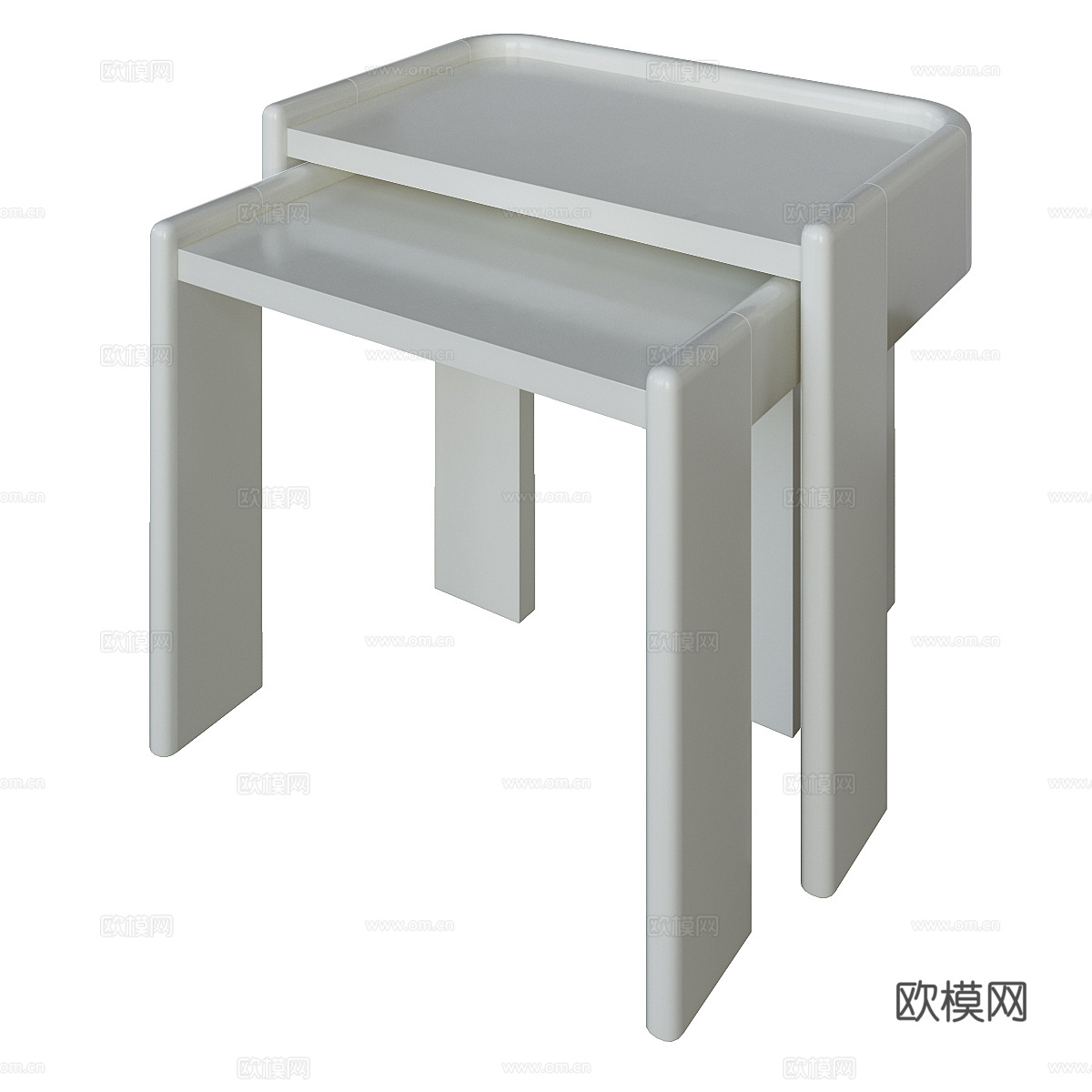 现代奶油风床头柜3d模型