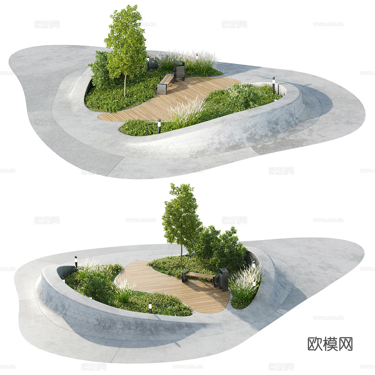 新中式广场公园景观3d模型