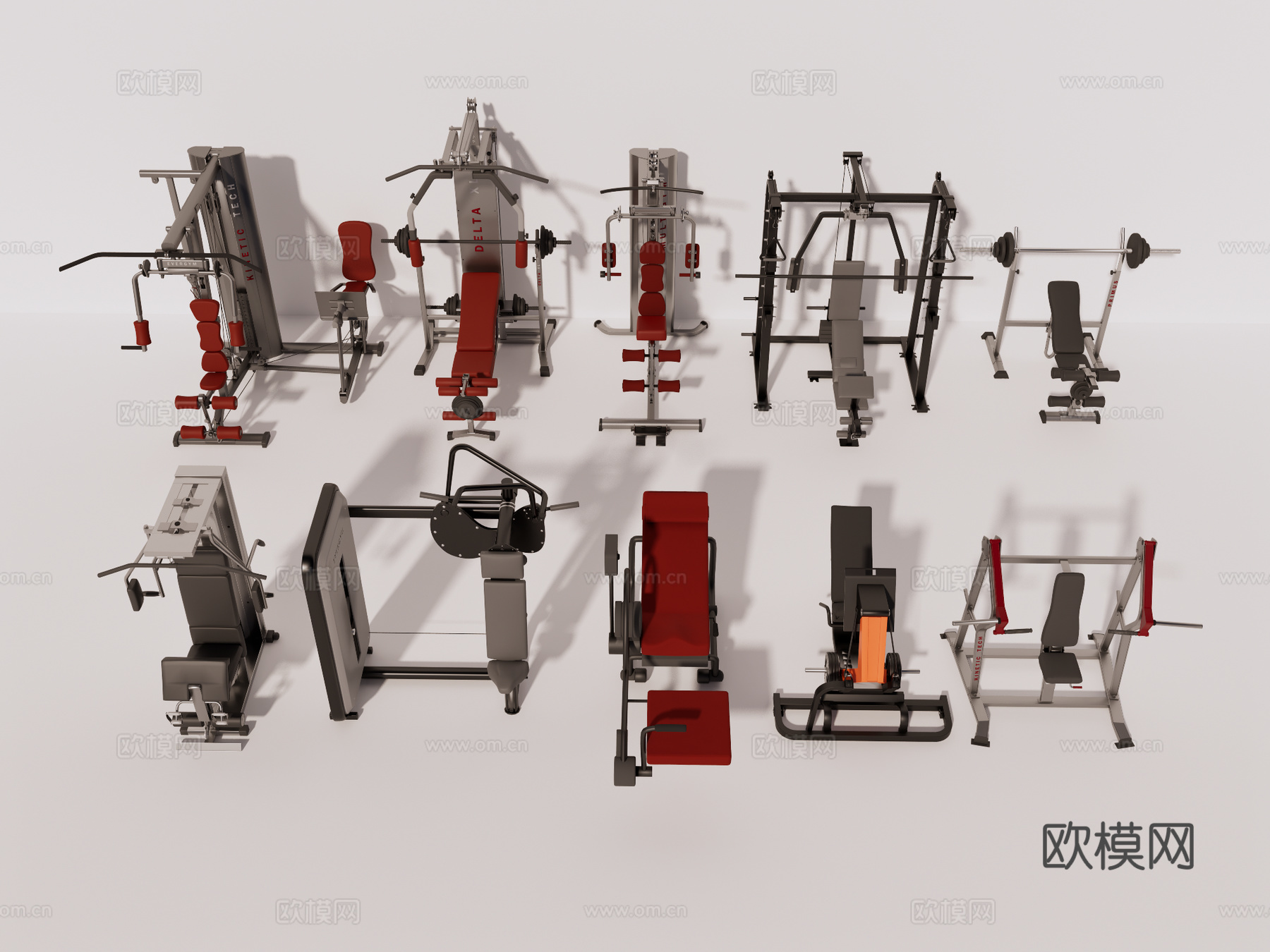 健身设备 商业健身设备 健身房设备 家用健身器材su模型下载（渲染图1）