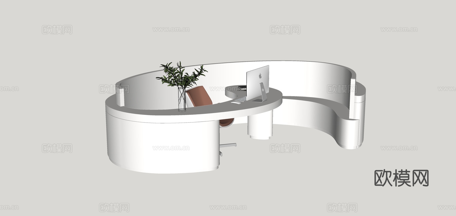 接待台 前台su模型下载（渲染图2）