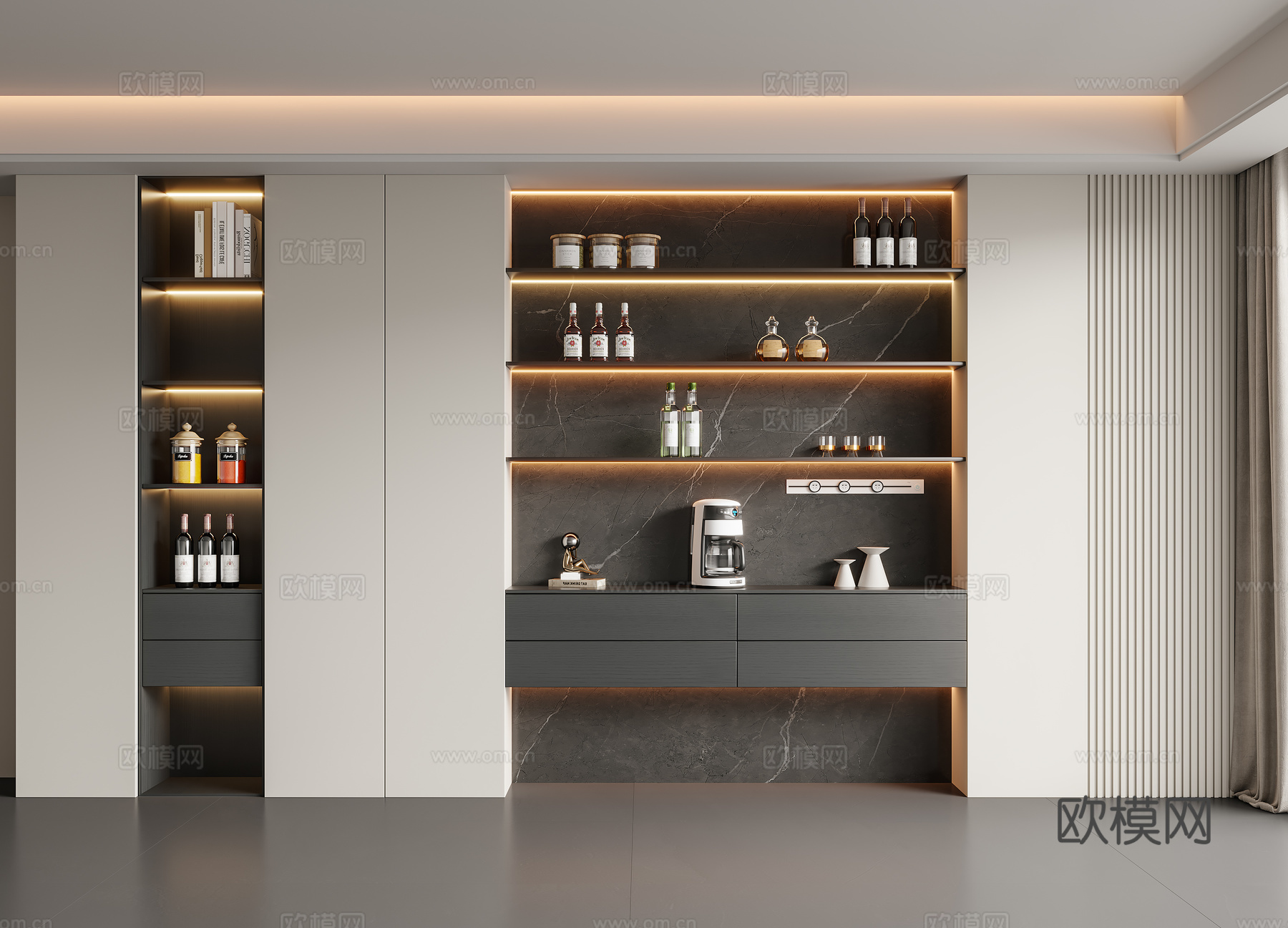 现代餐边柜 酒柜3d模型下载