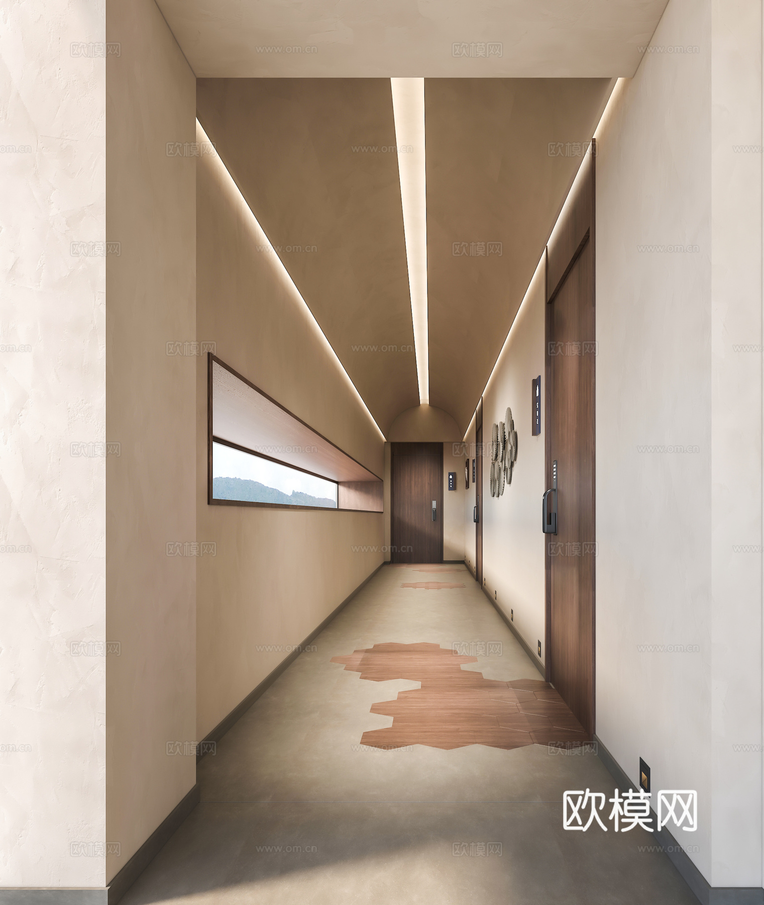酒店民宿走廊过道su模型