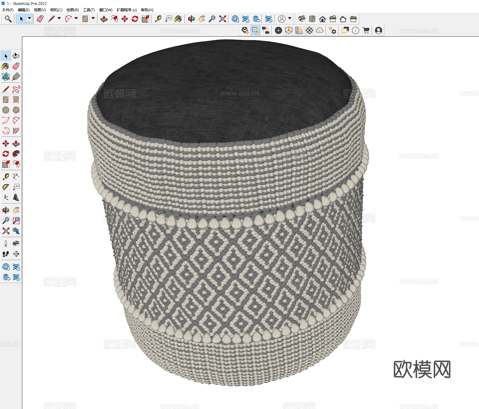 布艺沙发凳 民宿沙发凳 藤编沙发凳 圆凳 矮凳 小凳子 换鞋su模型