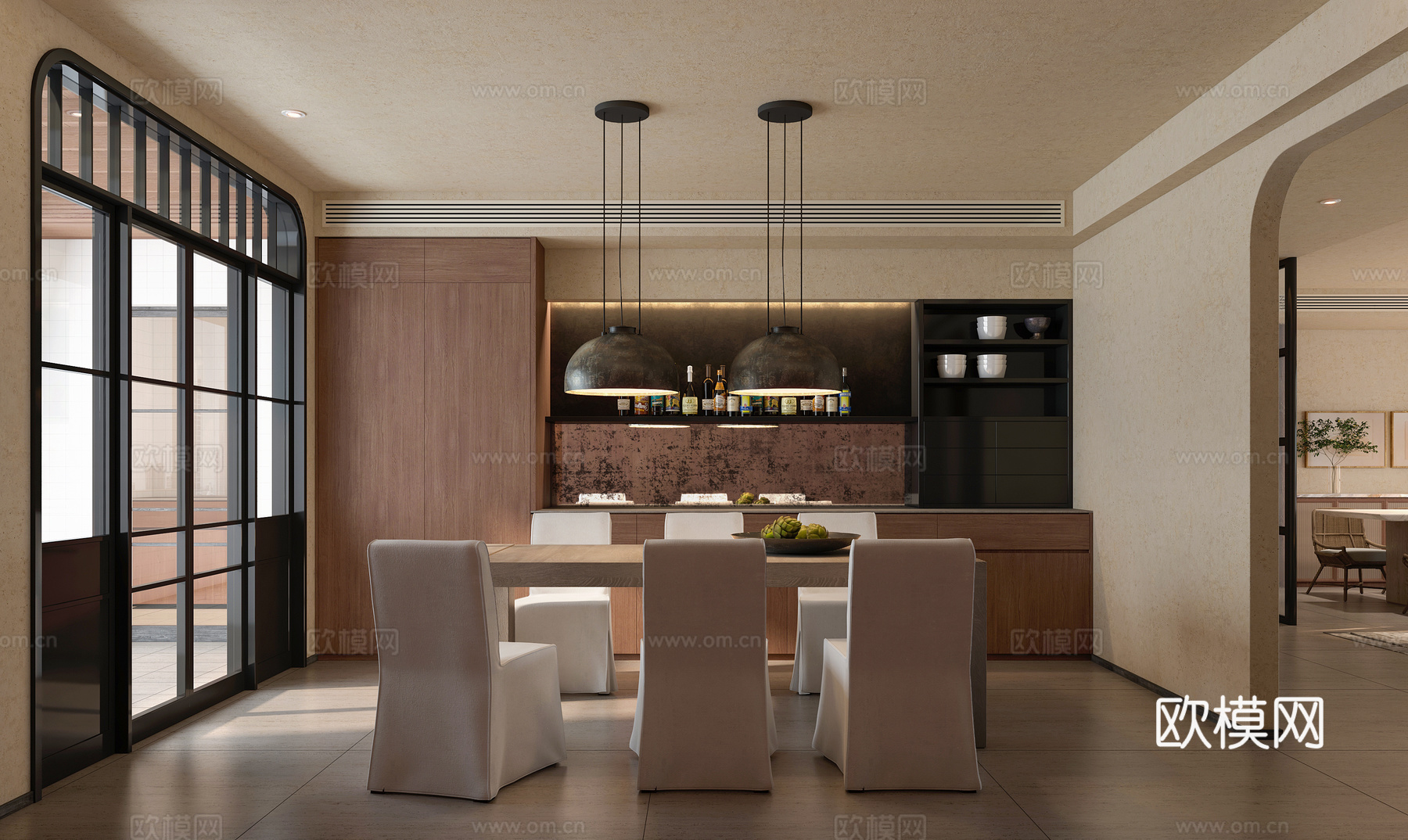 现代客厅  沙发茶几组合   餐桌3d模型