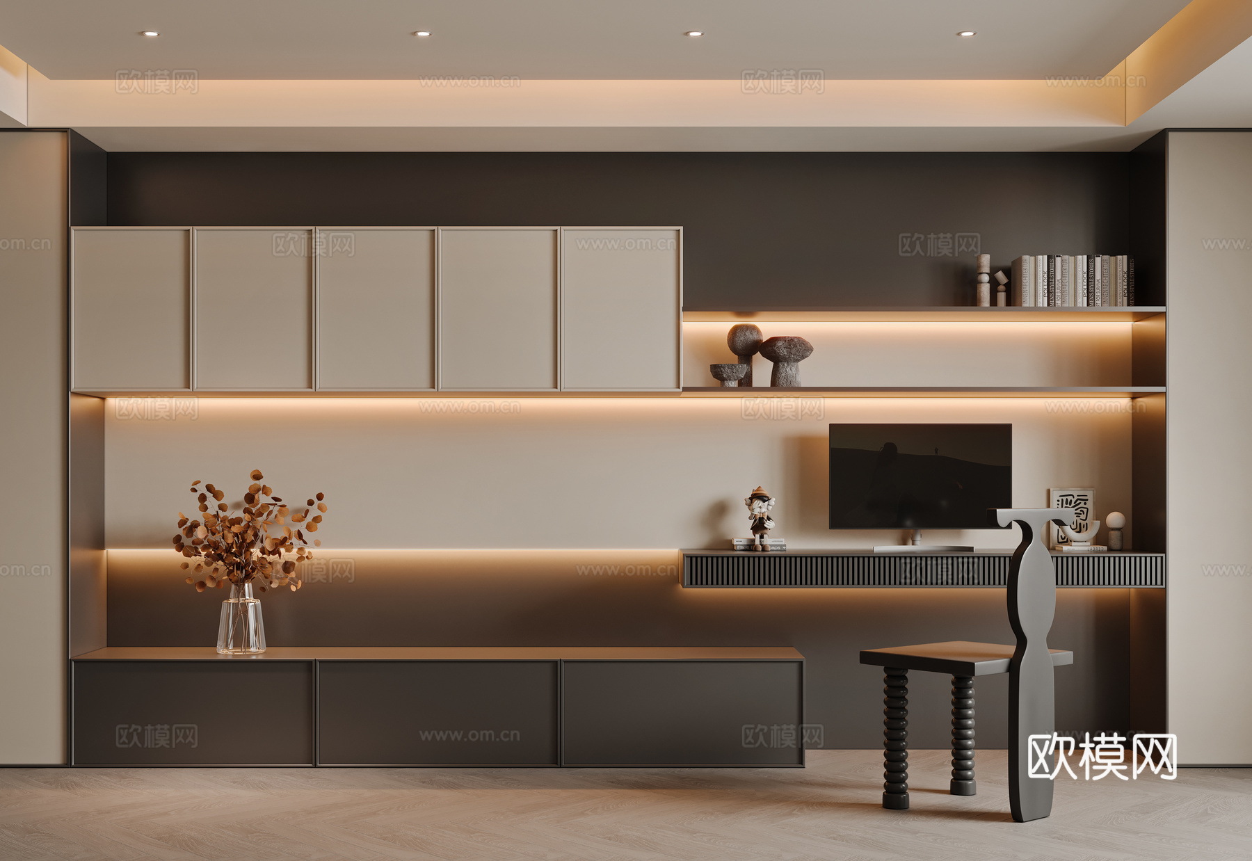 现代书房3d模型下载