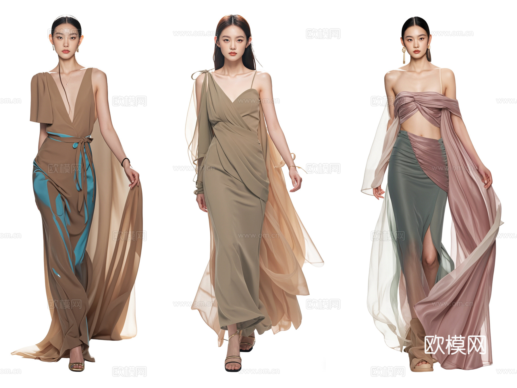 PS免抠现代人物 T台走秀 时尚模特 晚礼服模特 女人