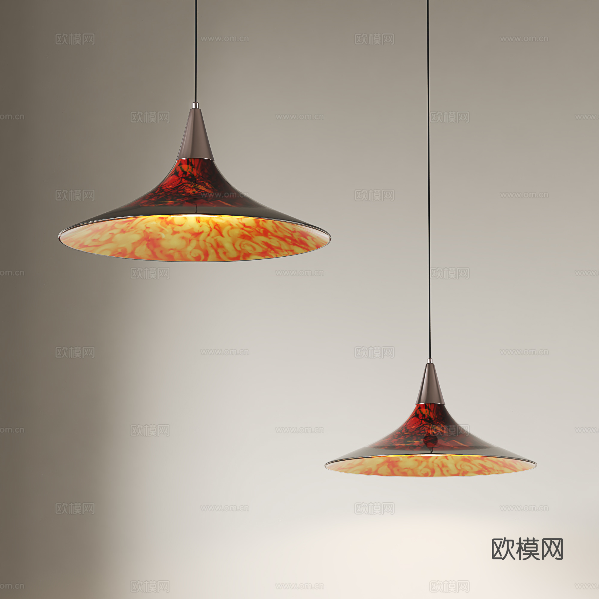 中古风吊灯 复古风吊灯 餐厅吧台吊灯 彩绘玻璃吊灯3d模型