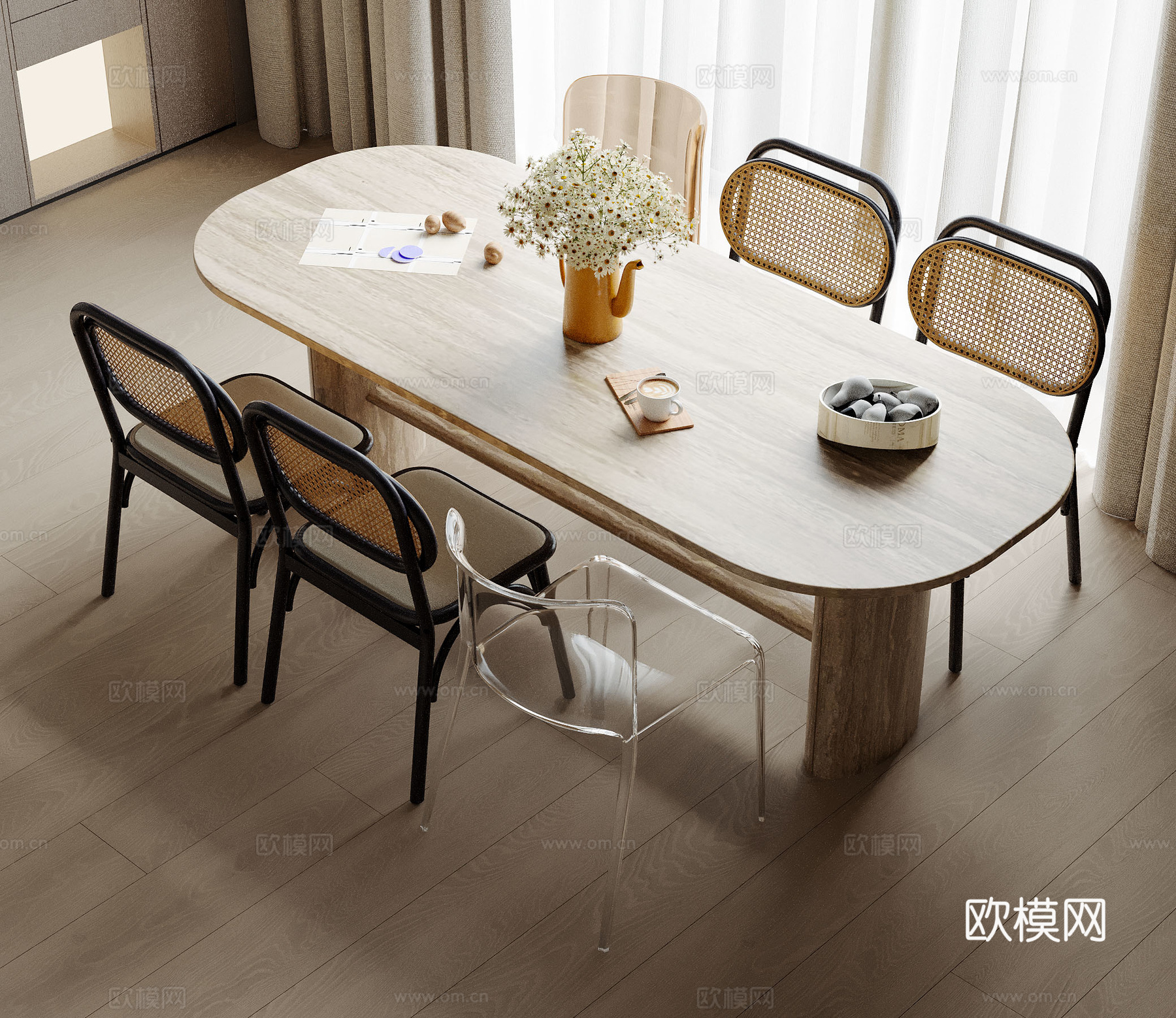 现代餐桌椅3d模型下载