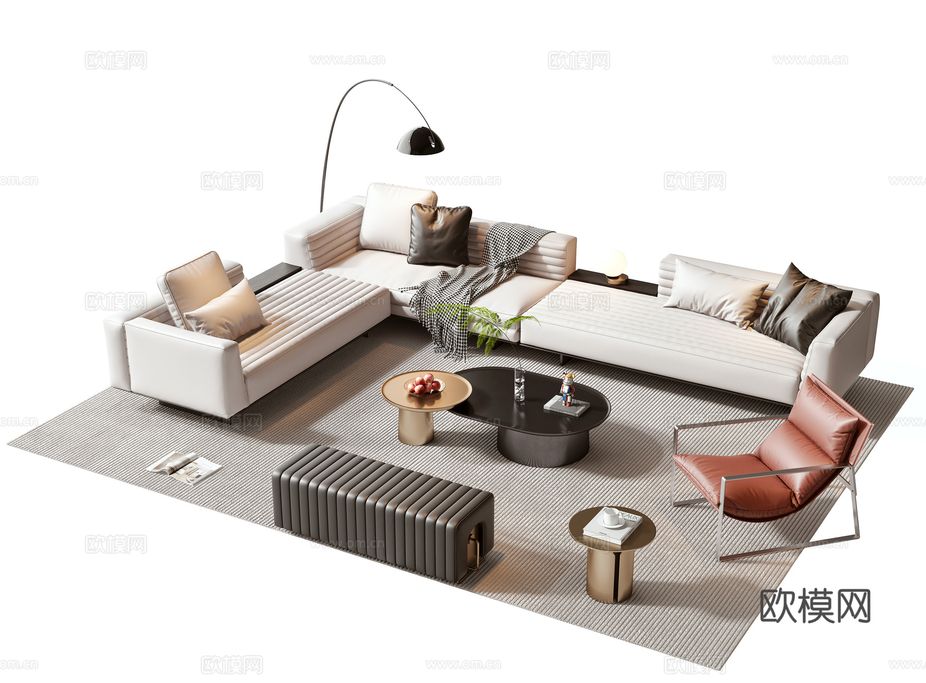 Minotti现代沙发茶几组合3d模型