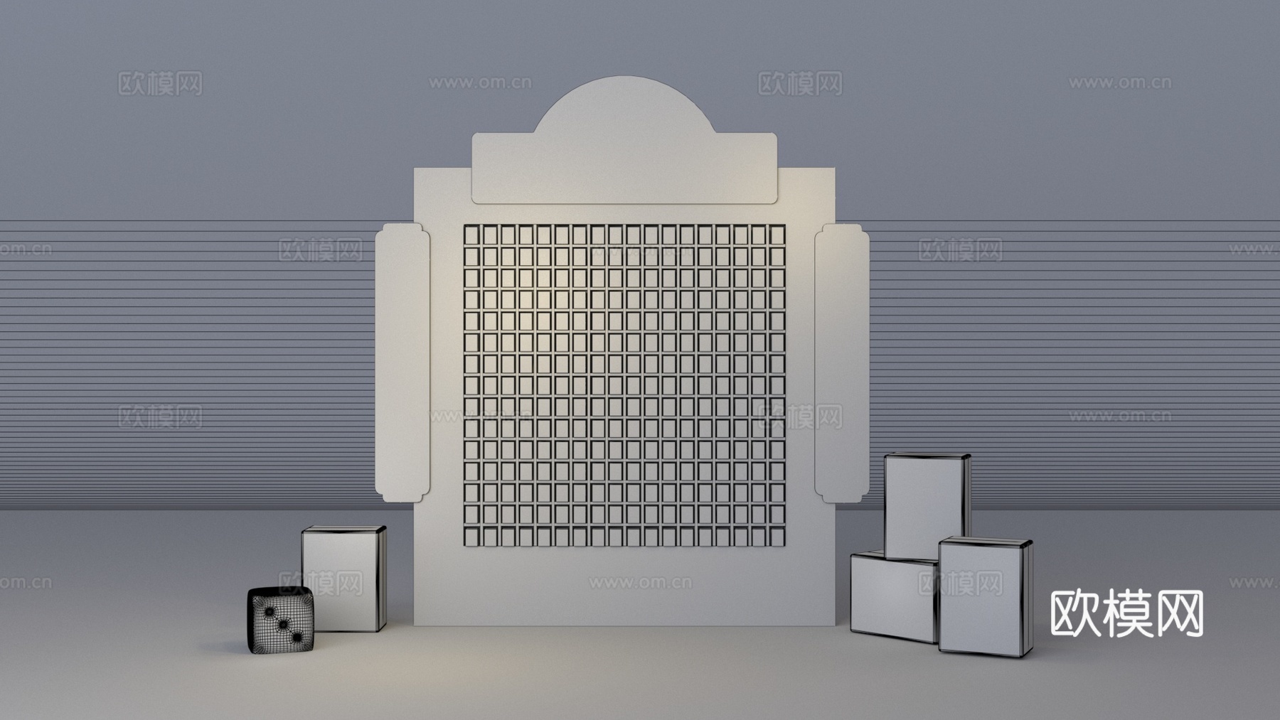 麻将主题打卡装置3d模型