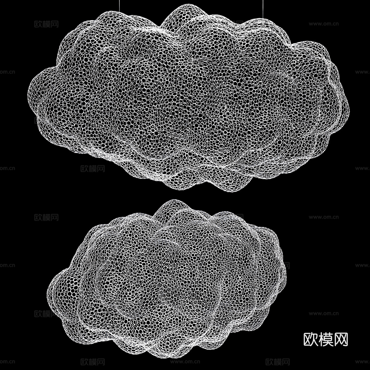 现代金属装饰云朵挂件3d模型