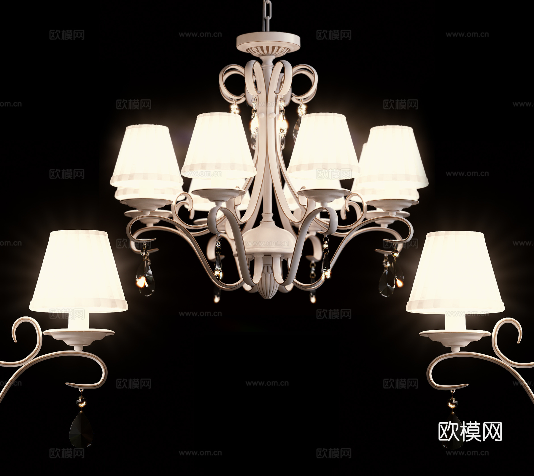 欧式多头吊灯3d模型