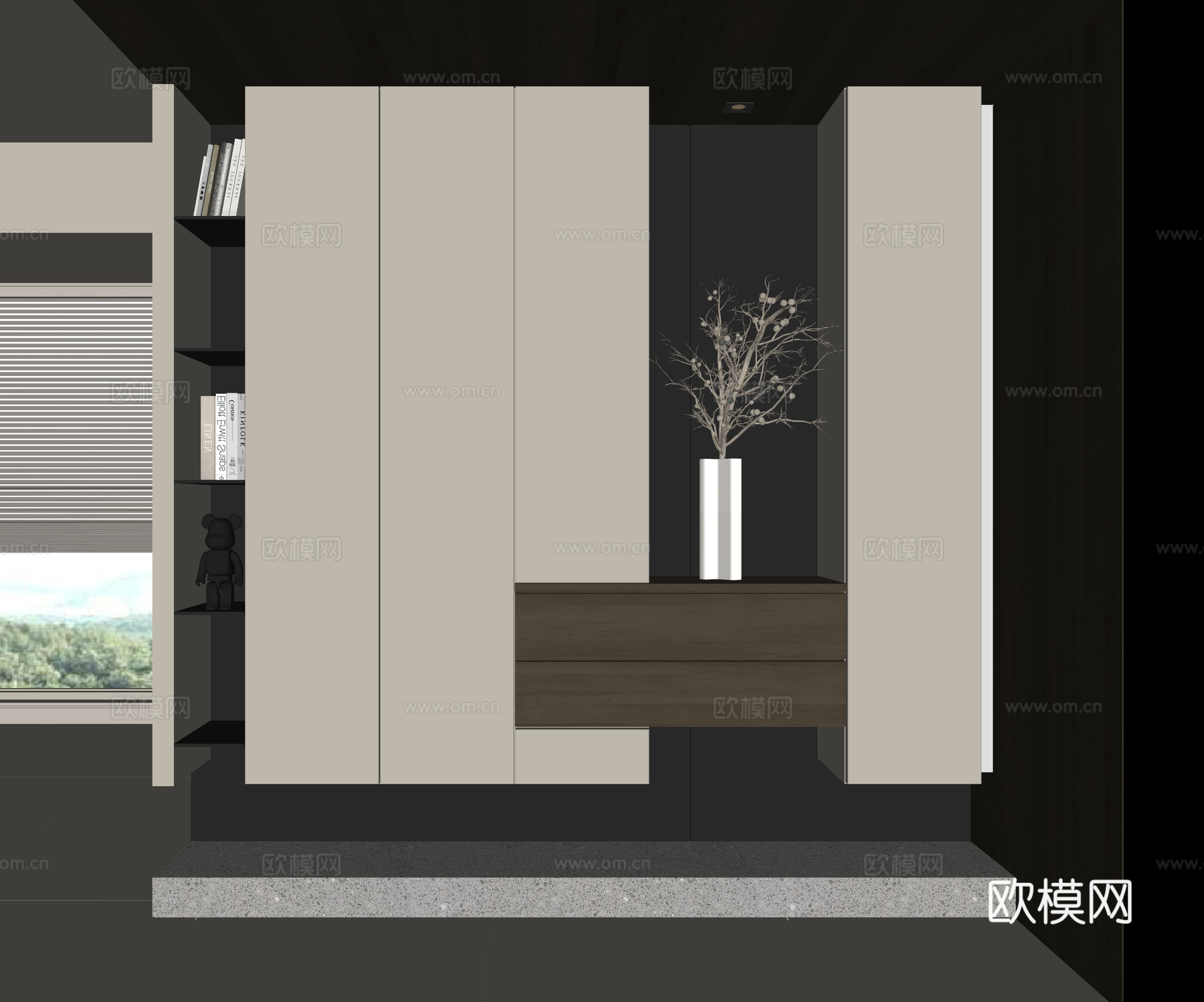现代入户鞋柜su模型下载（渲染图2）