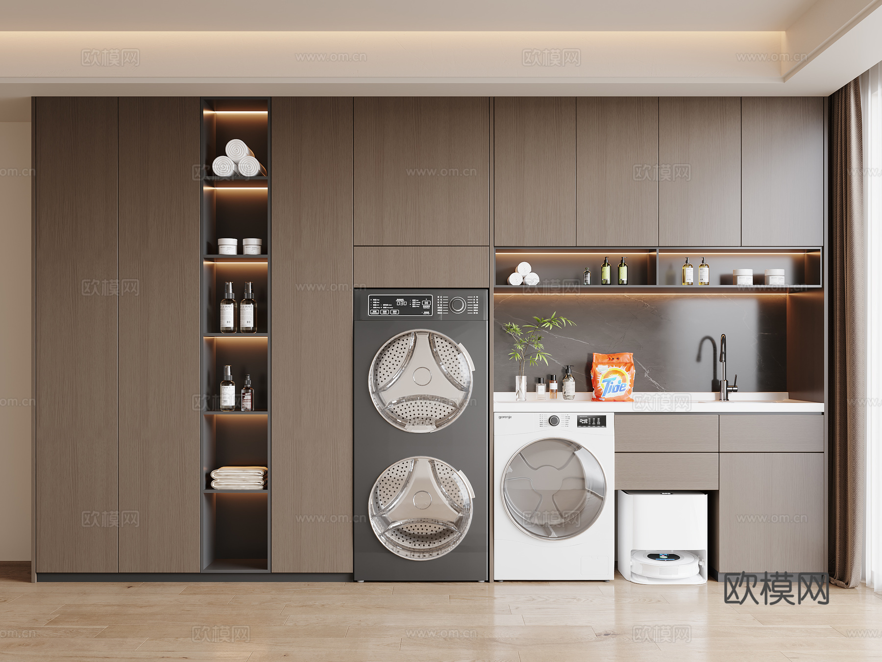 意式洗衣机柜3d模型下载