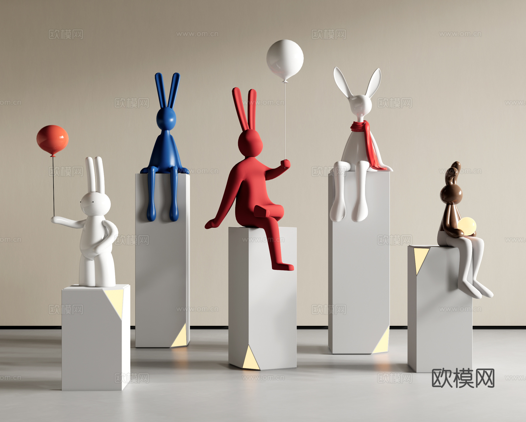 现代兔子雕塑摆件 兔子摆件 兔子雕塑 兔子艺术装置su模型