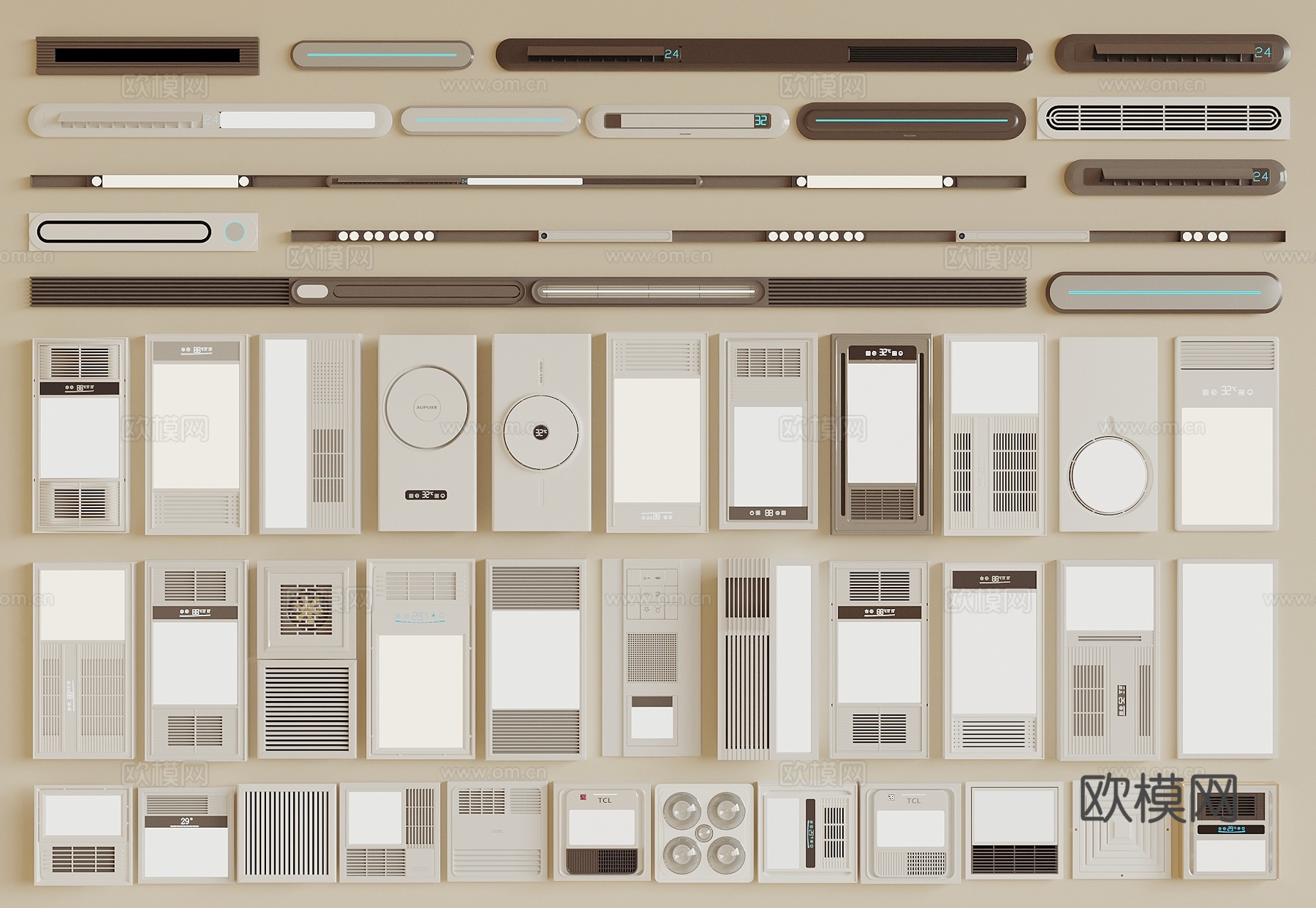 浴霸 现代集成浴霸 排风取暖器 线性浴霸 凉霸 排气扇3d模型