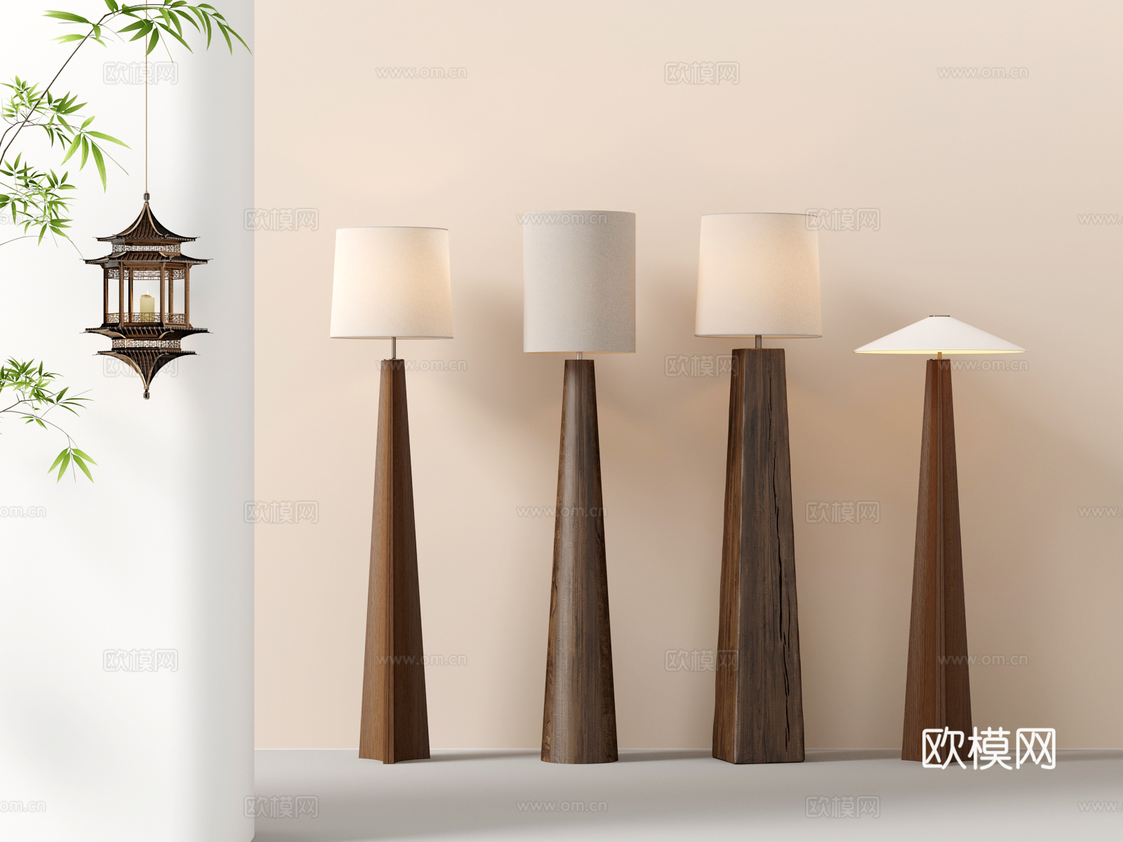 侘寂中古落地灯吊灯su模型