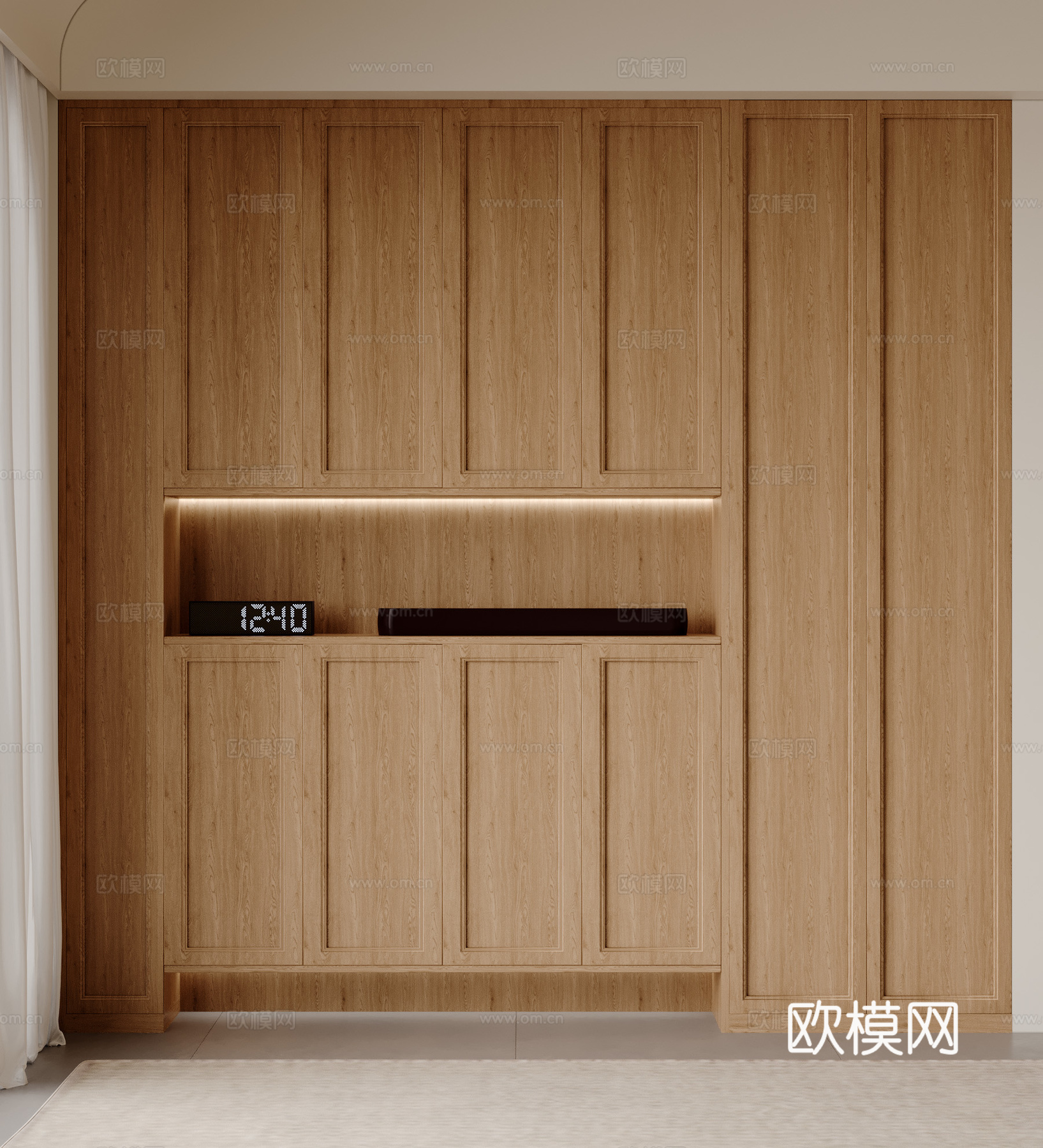 原木风入户柜 鞋柜 摆件3d模型下载