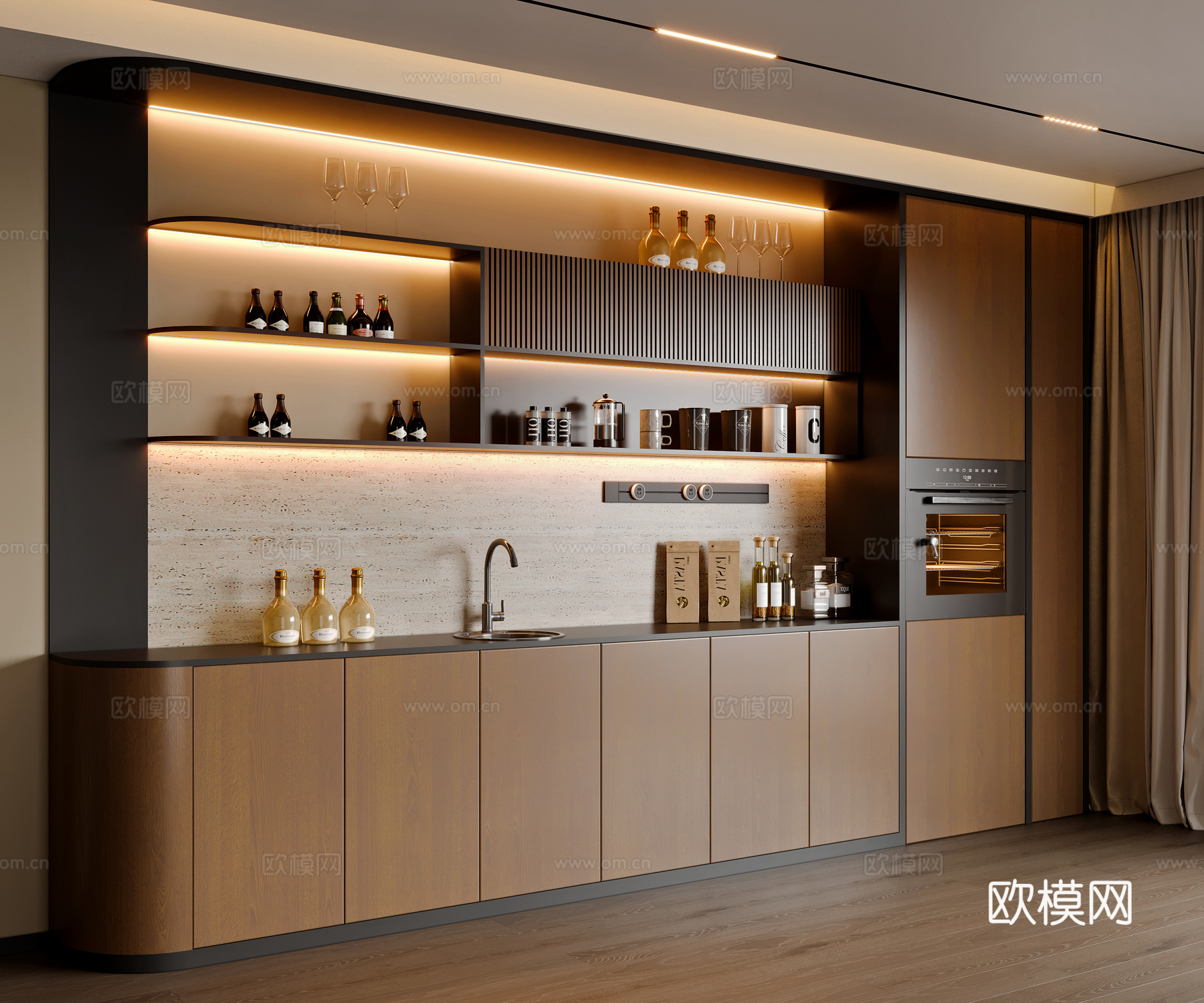 现代餐边柜3d模型下载