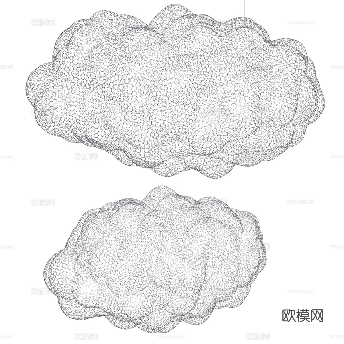 现代金属装饰云朵挂件3d模型