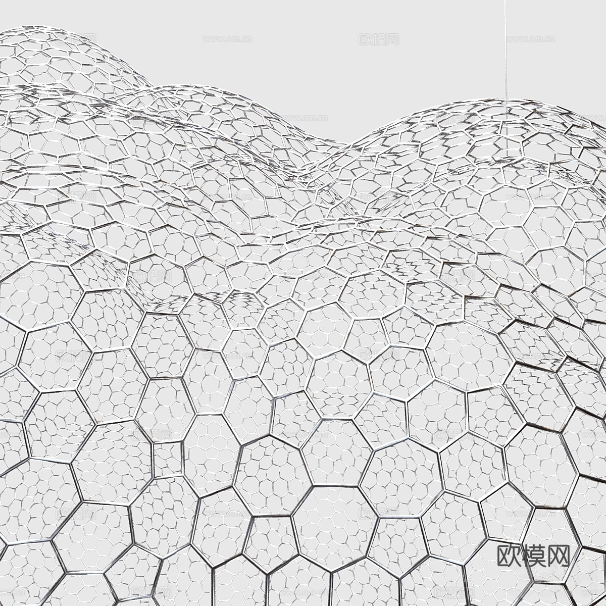 现代金属装饰云朵挂件3d模型