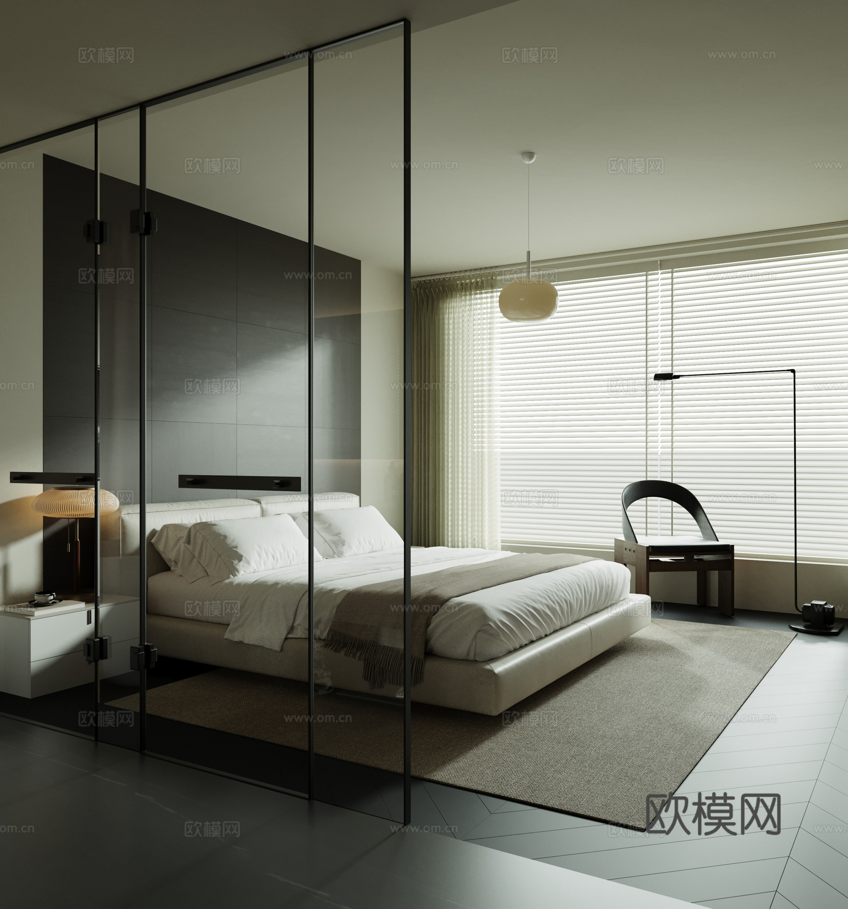 现代家居卧室3d模型
