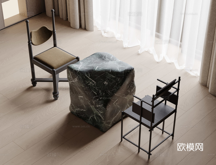 现代餐桌椅3d模型下载