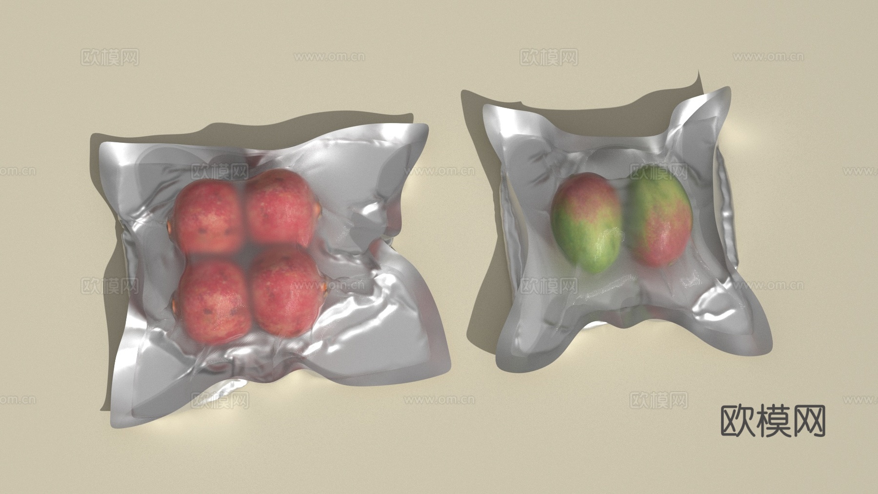 石榴芒果真空包装水果3d模型