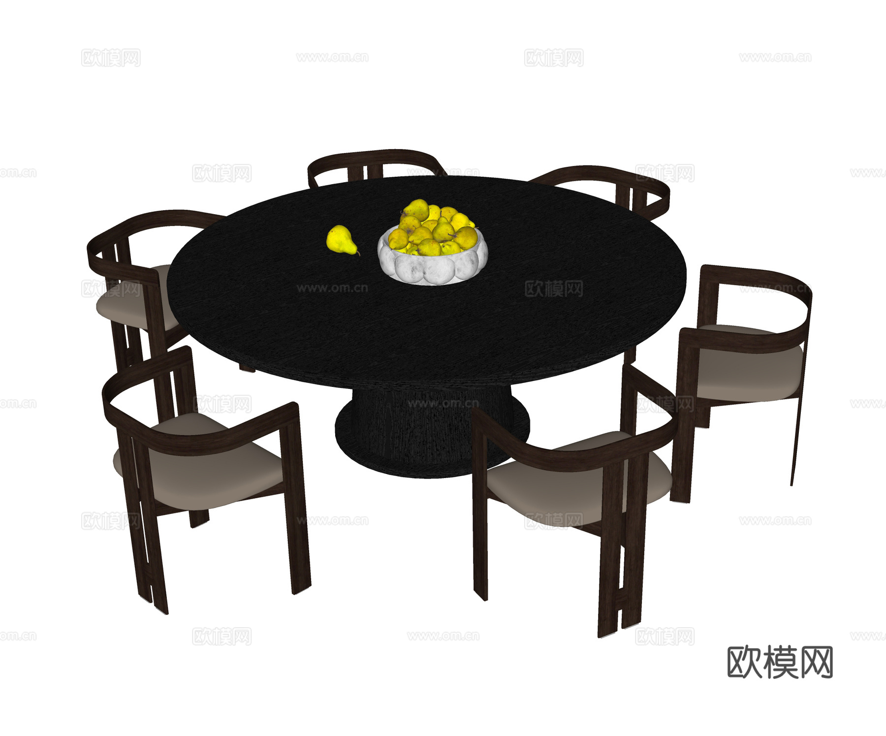 现代餐桌椅 餐椅 单椅 圆形餐桌su模型